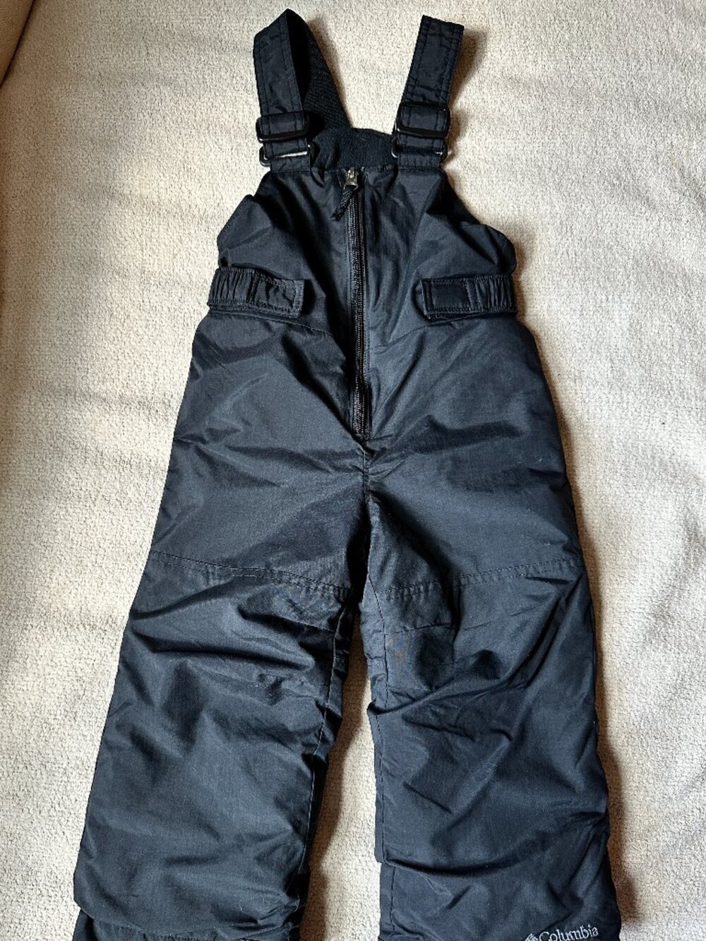 Columbia kids black snow ski bib overalls, sz 3-4